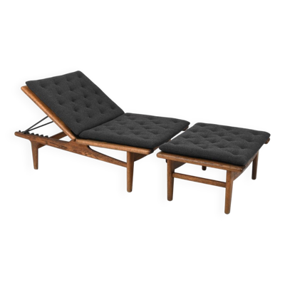 Daybed, chauffeuse et son ottoman par Hans J. Wegner GE-1 par Getama, Danemark 1954