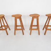 Tabourets de bar scandinaves modernes en pin des années 1970