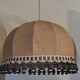 Large hanging pendant light with a burlap and pom-pom style