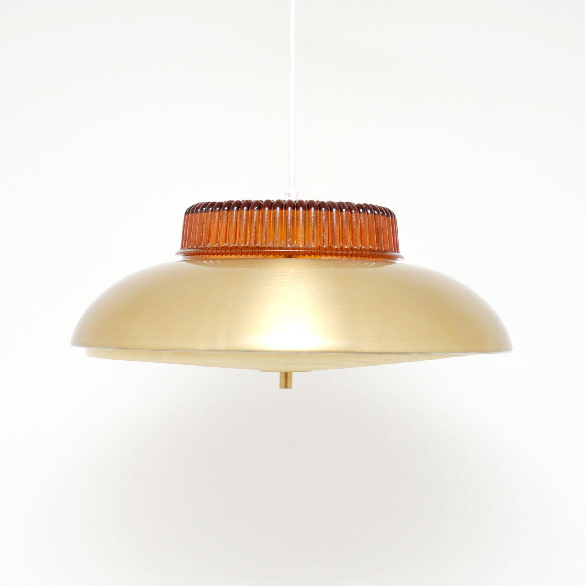 Scandinavian vintage lamp in brass and glass, 60's