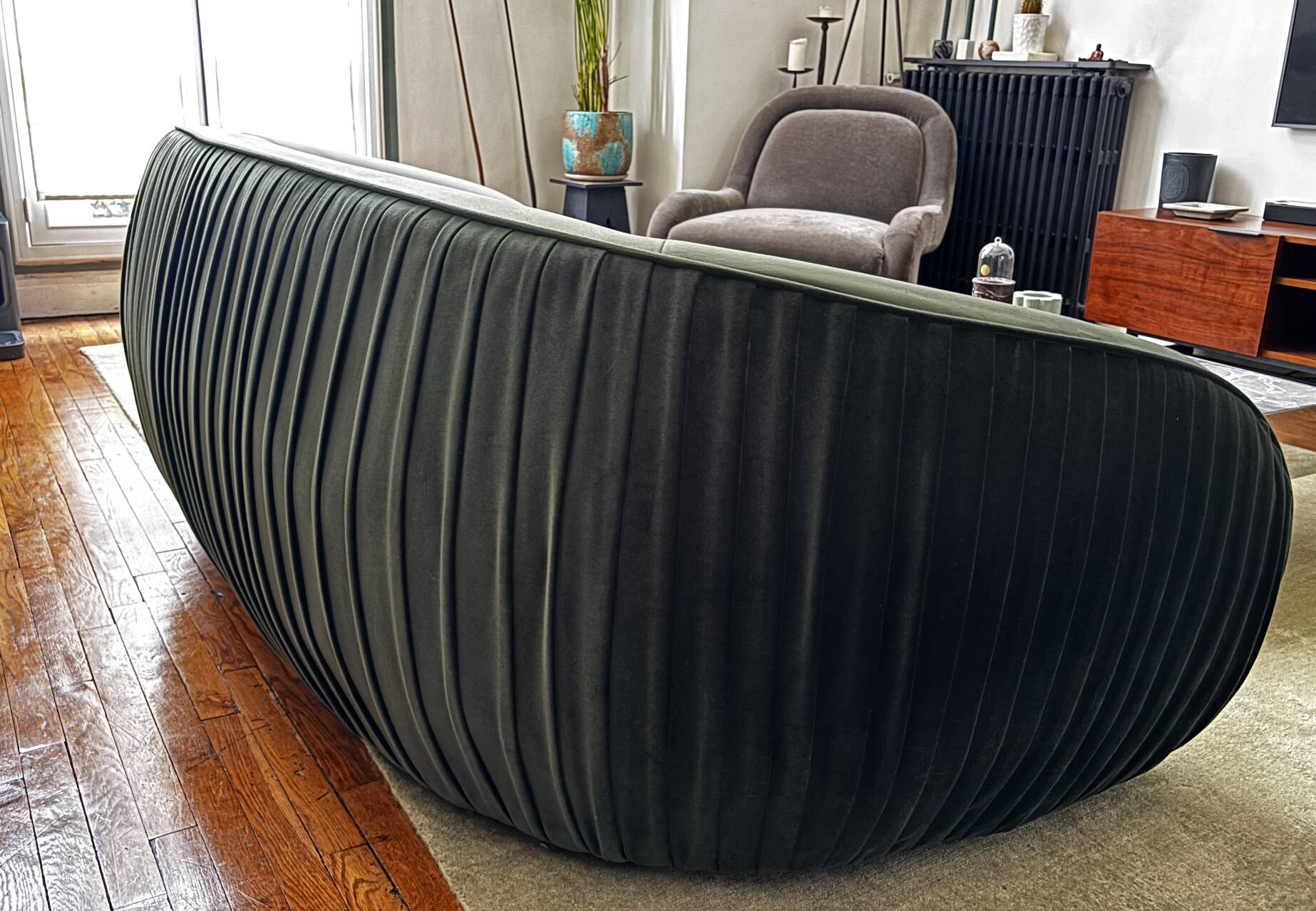Emet three seater sofa, velvet deep soho home