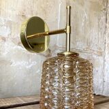 Brass and striated glass wall lamp