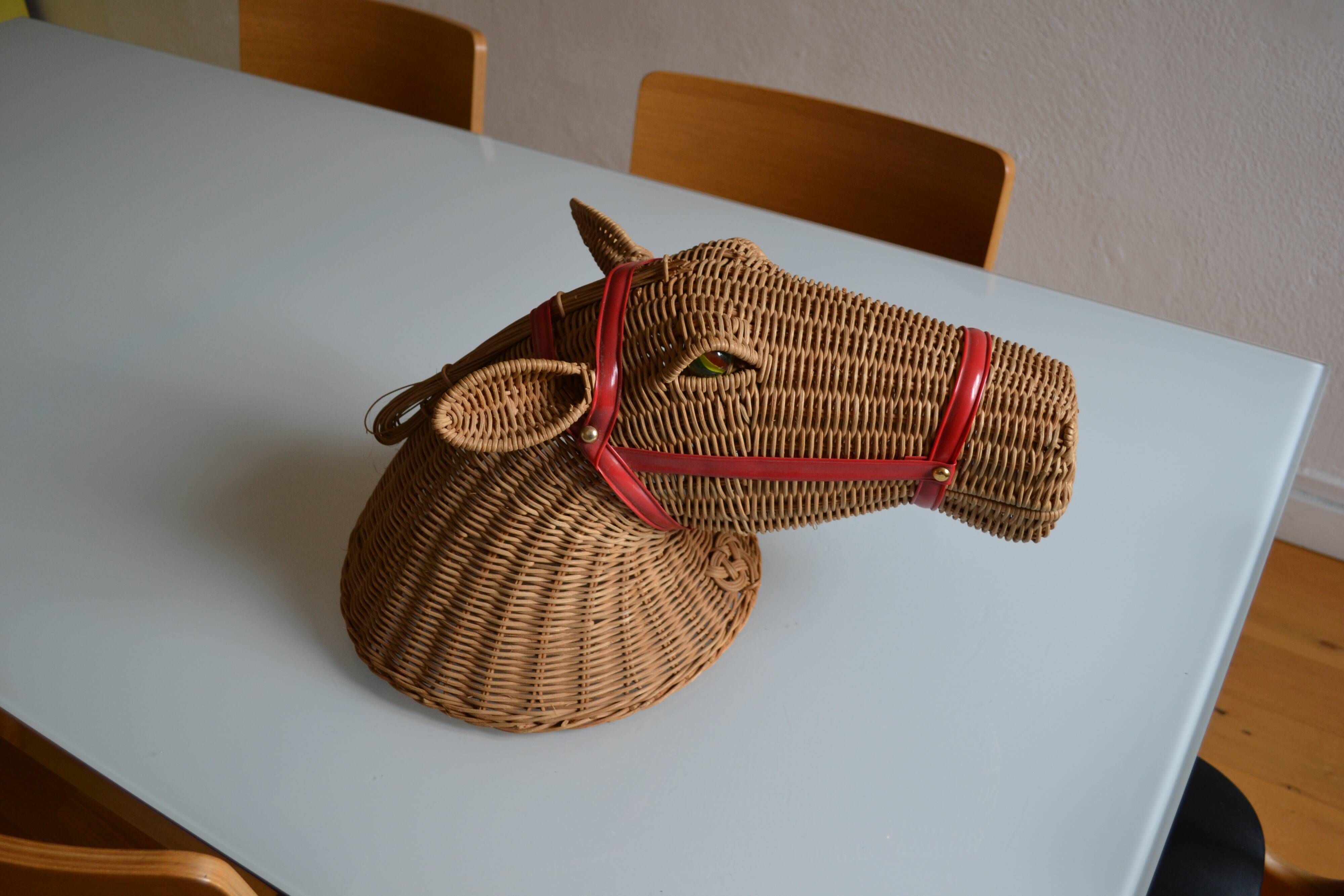 Rattan horse head 1960s 1970s