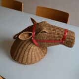 Rattan horse head 1960s 1970s