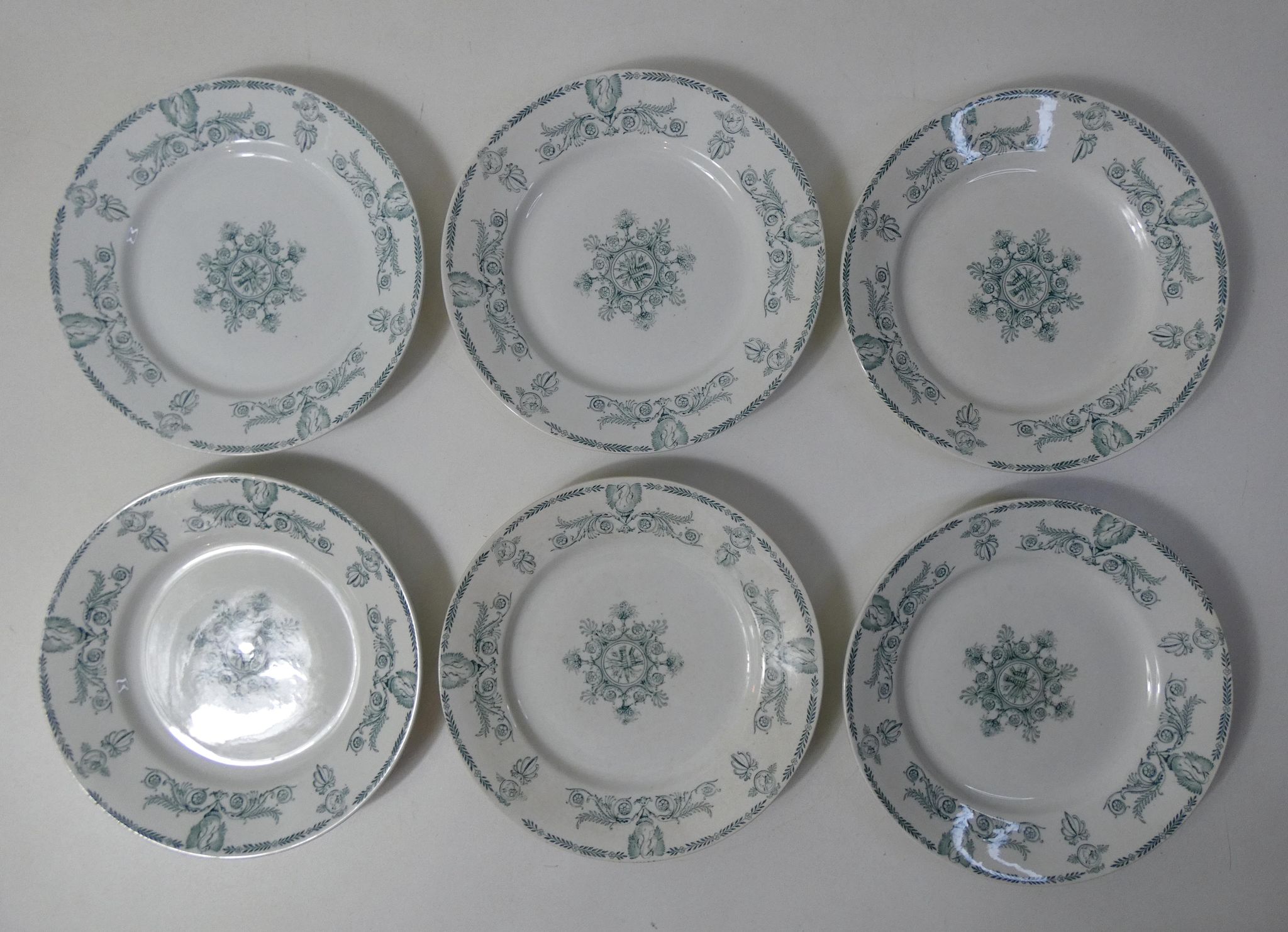 6 assiettes plates compiegne terre de fer