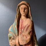 Old Virgin Mary sculpture in polychrome wood, 18th century