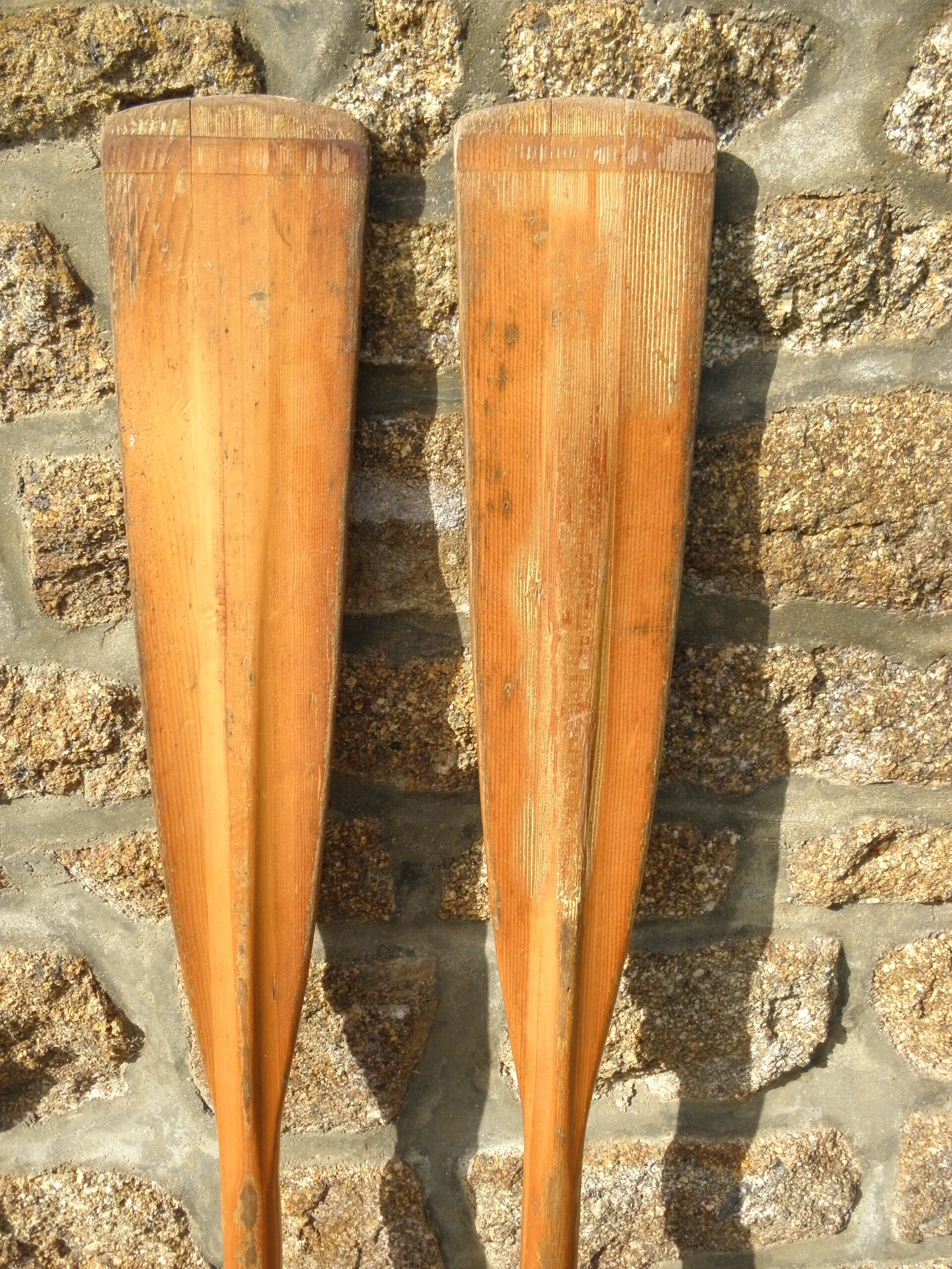 Pair of old wooden oars 153 cm