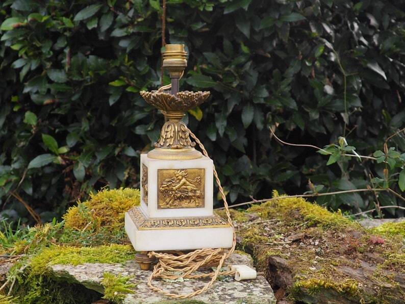 Antique French Marble Bronze Cherub Lamp - Napoleon III Style