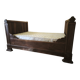 Ancien lit double en bois massif sculpté – décor floral et feuillagé – bell