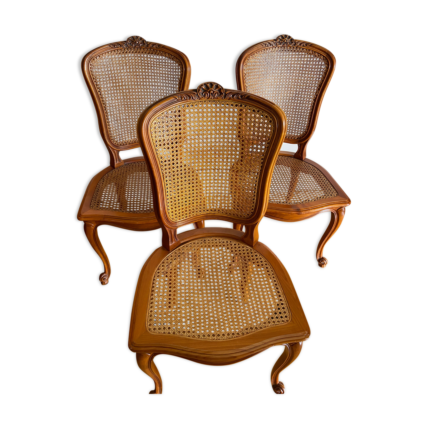 Set of 3 canned chairs