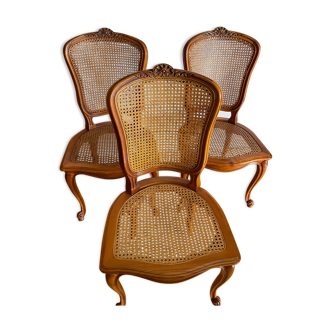 Set of 3 canned chairs