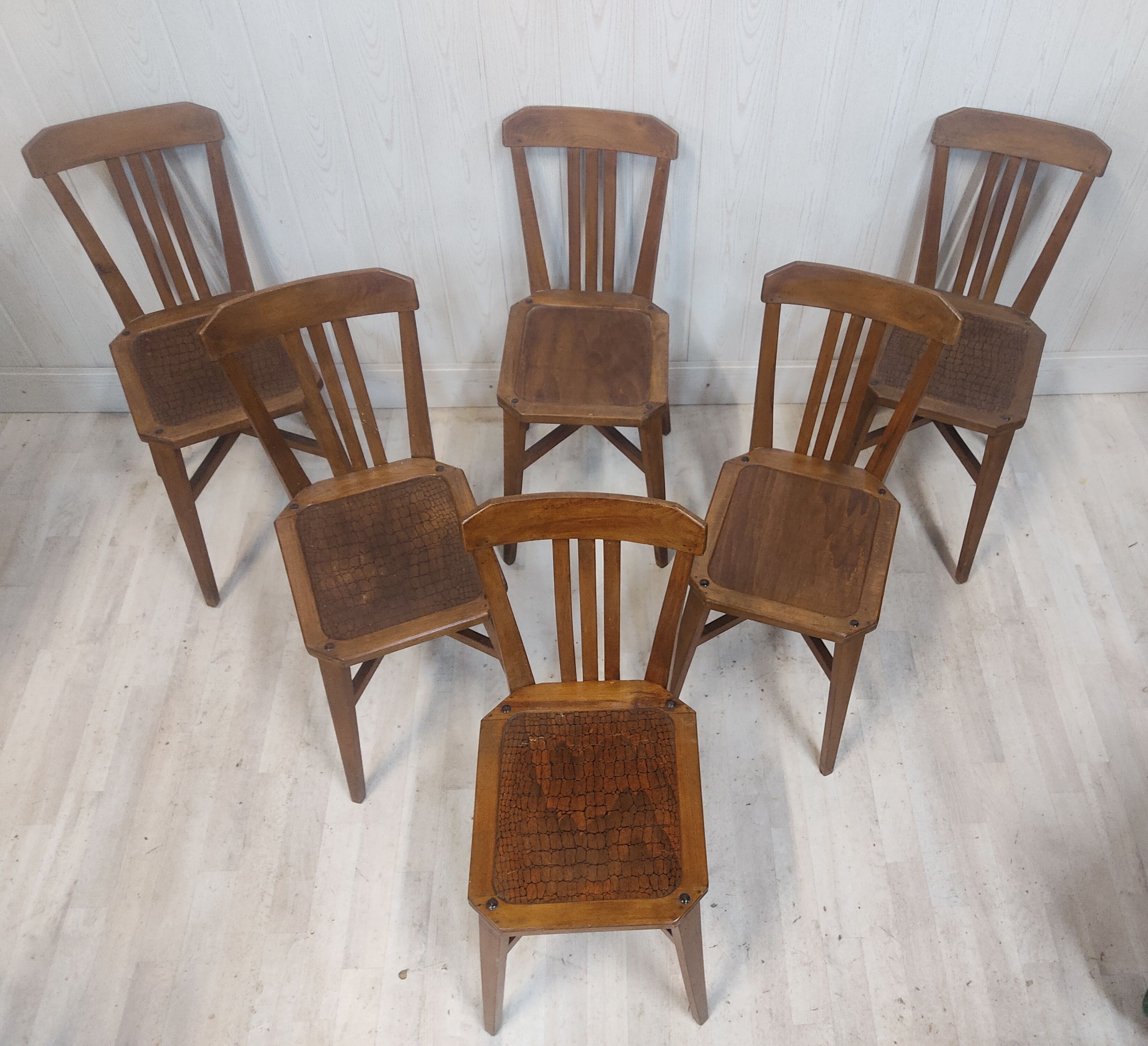 Set of 6 antique bistro chairs