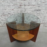 Art Deco coffee table with thick glass top