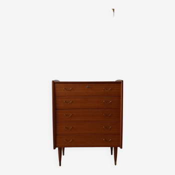 Commode en teck avec 5 tiroirs Norvège, années 1960.