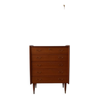 Commode en teck avec 5 tiroirs Norvège, années 1960.