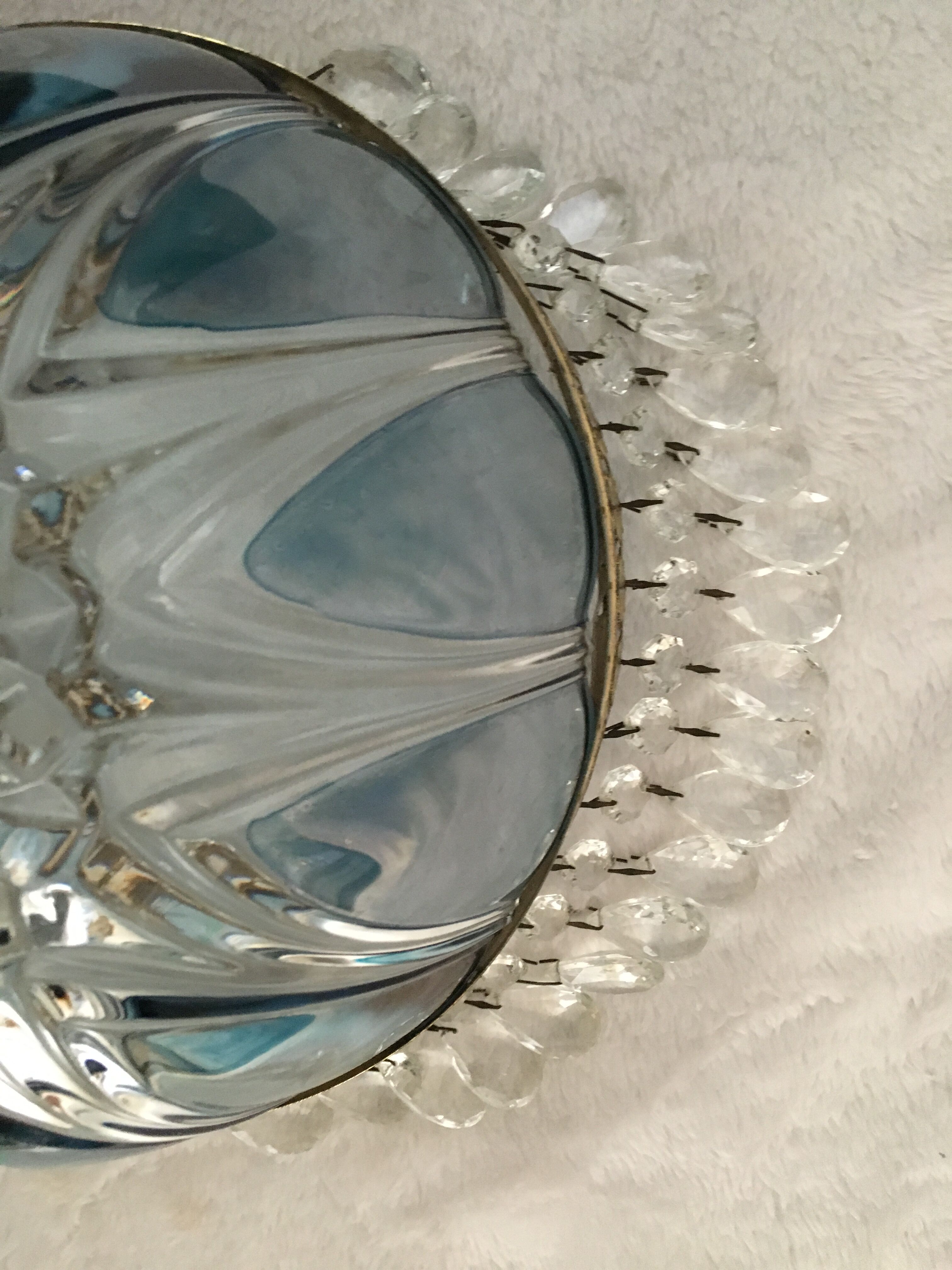 Glass chandelier Blues shabby chic has tassels