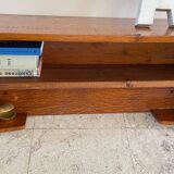 Vintage solid oak geometric wall shelf