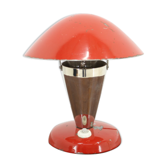 1930s bauhaus red small table lamp, tchécoslovaquie