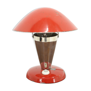 1930s Bauhaus Red Small Table Lamp, Czechoslovakia