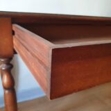 Mahogany desk with 1 drawer and beech legs