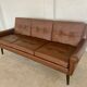 Vintage Danish retro Svend Skipper 3 person sofa in chestnut brown leather