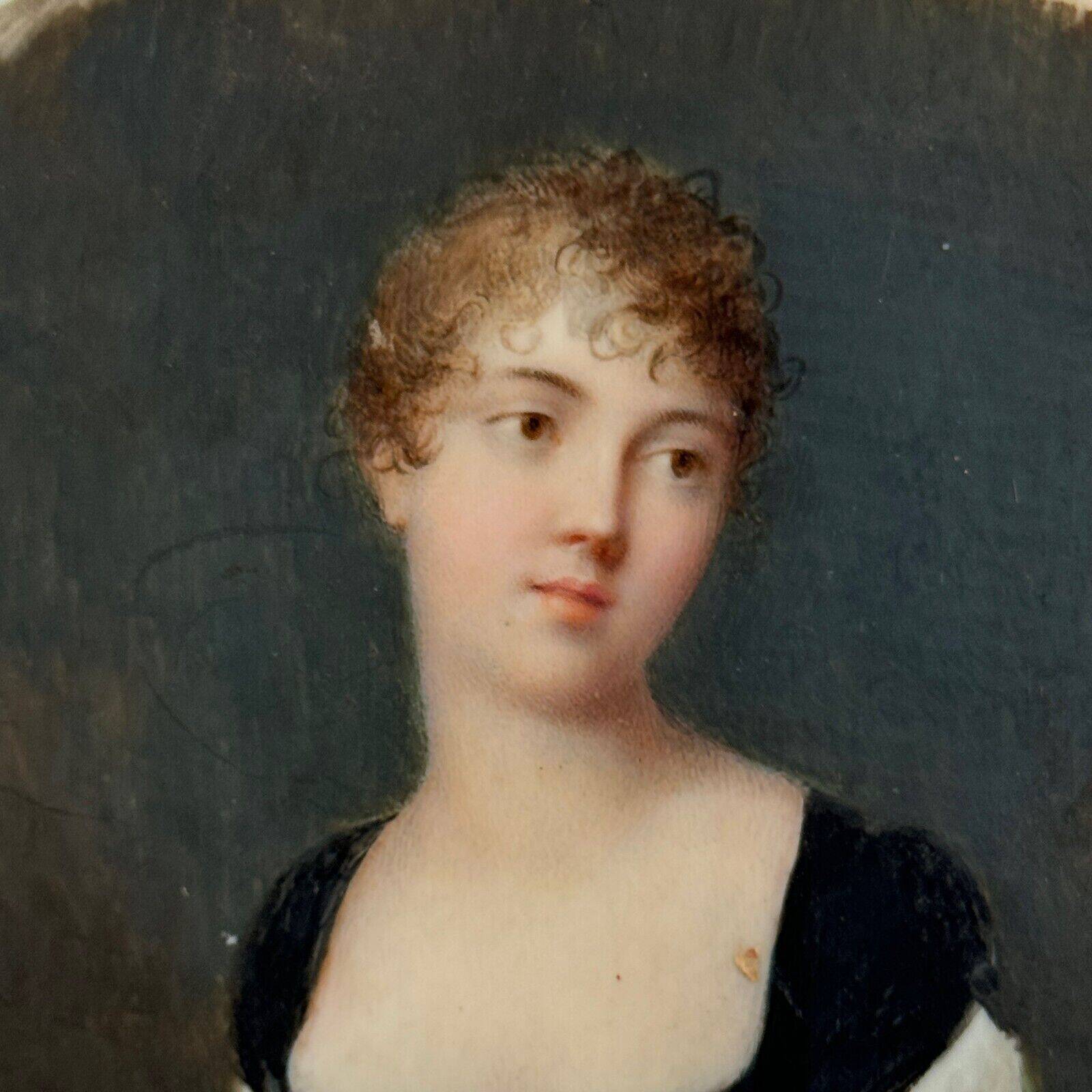Miniature, early 19th century, hand-painted portrait of a woman