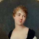 Miniature début XIXe portrait de femme exécuté à la main
