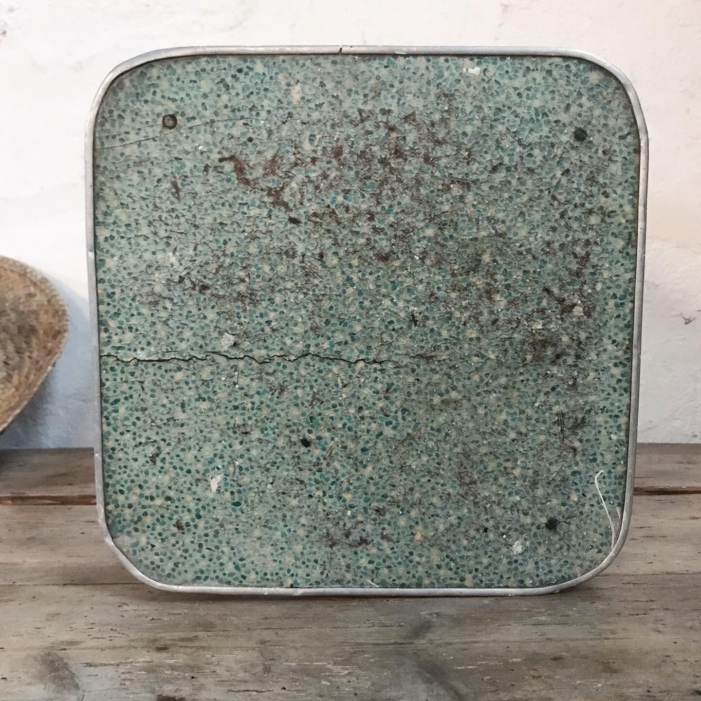 Antique wooden stool and formica