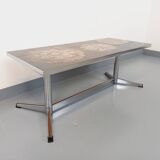 Vintage ceramic and chrome metal coffee table from the 70s