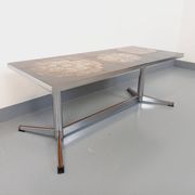 Vintage ceramic and chrome metal coffee table from the 70s