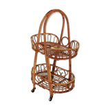 Aperitif service trolley vintage dessert in rotin osier vintage 1960 mid-century furniture