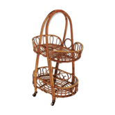 Aperitif service trolley vintage dessert in rotin osier vintage 1960 mid-century furniture