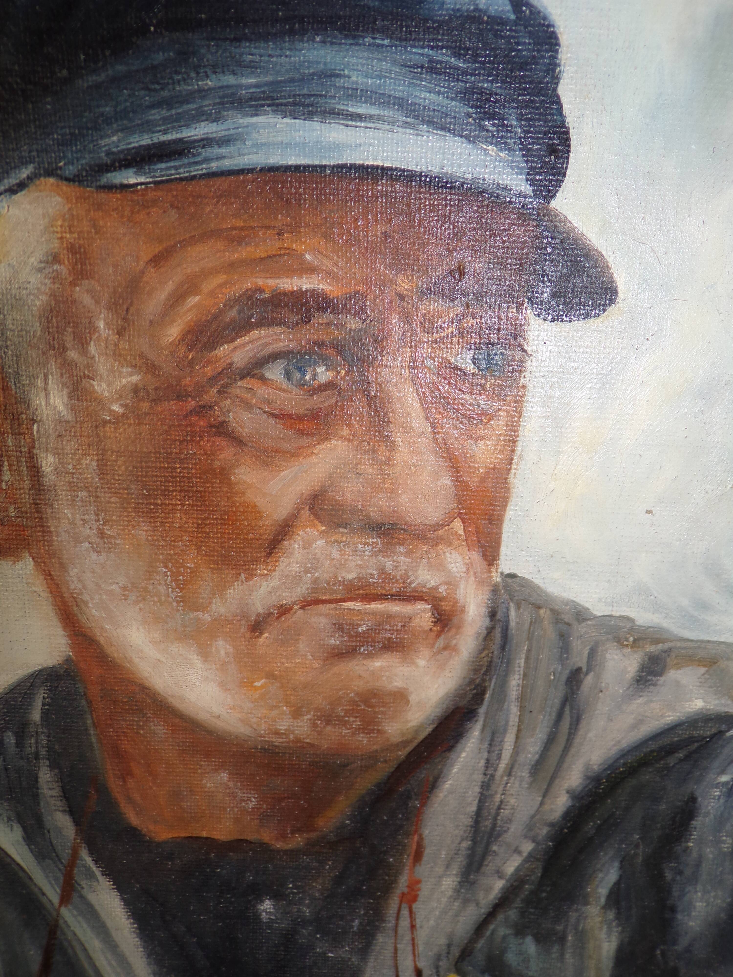 Old fisherman's marine painting signed