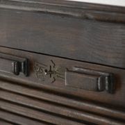 English antique archive cabinet with oak roll-up door from the 20th century