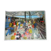school poster "the station" illegally drawn by LN Poirié editions Bourrelier An. 60