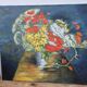 Large Vintage Floral Still Life Oil Painting