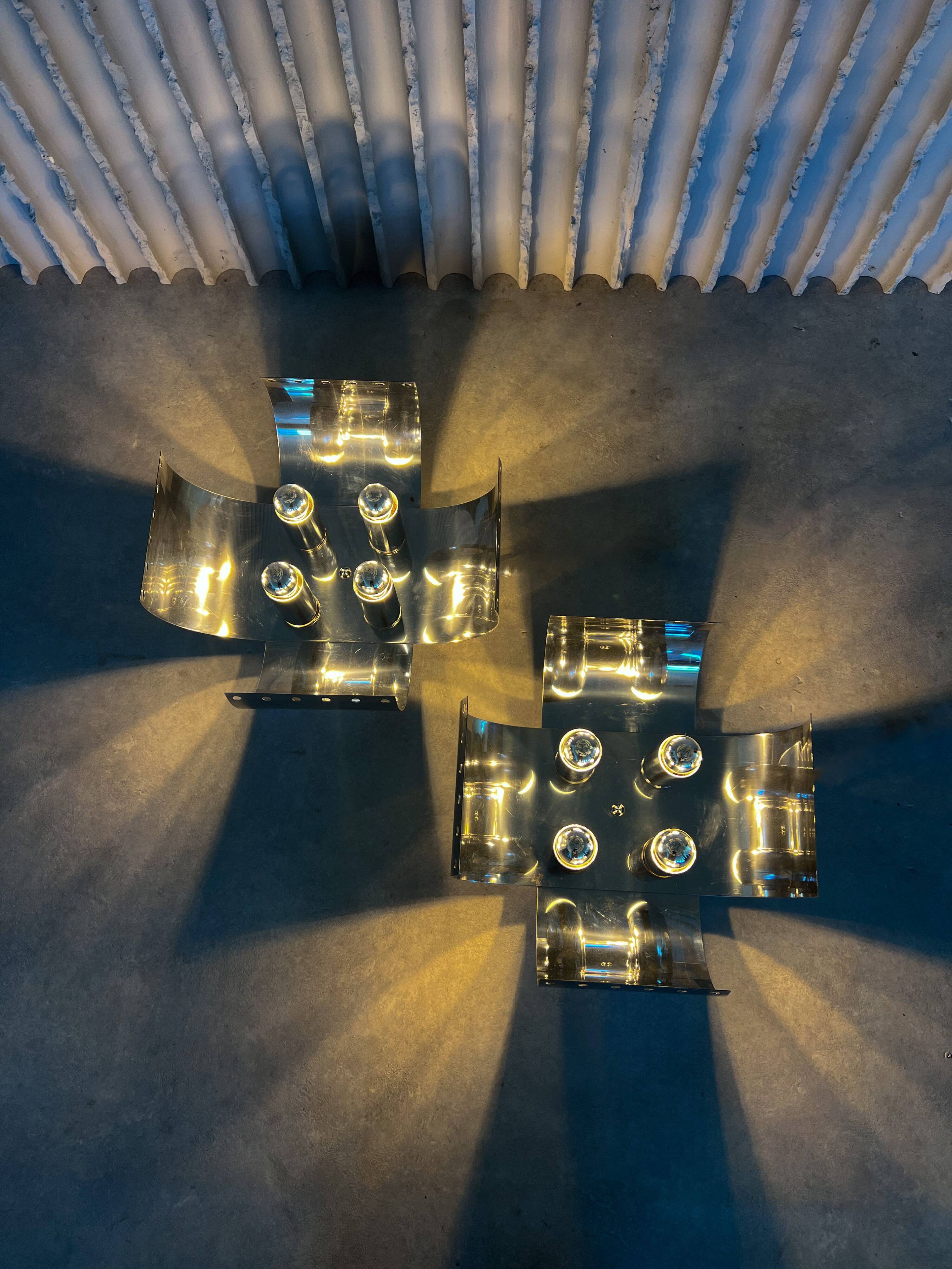 Set of rare chrome table lamps by Goffredo Reggiani