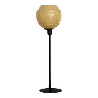 Lampe à poser, abat-jour vintage en verre beige