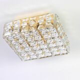 large flush-mounted chandelier in faceted crystal by Kinkeldey, Germany