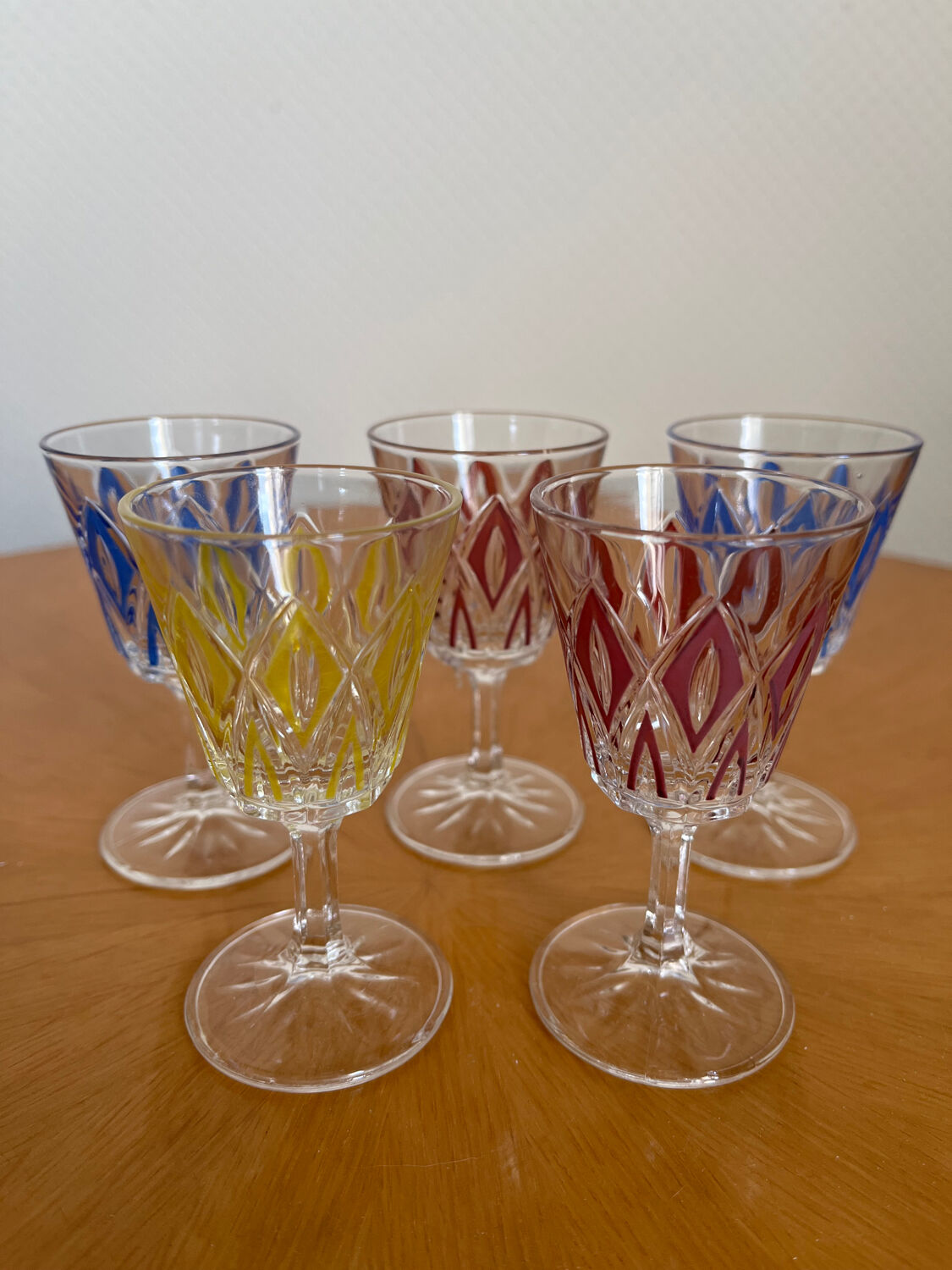 Set of 5 liquor glasses in crystal Reims 1950