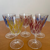 Set of 5 liquor glasses in crystal Reims 1950