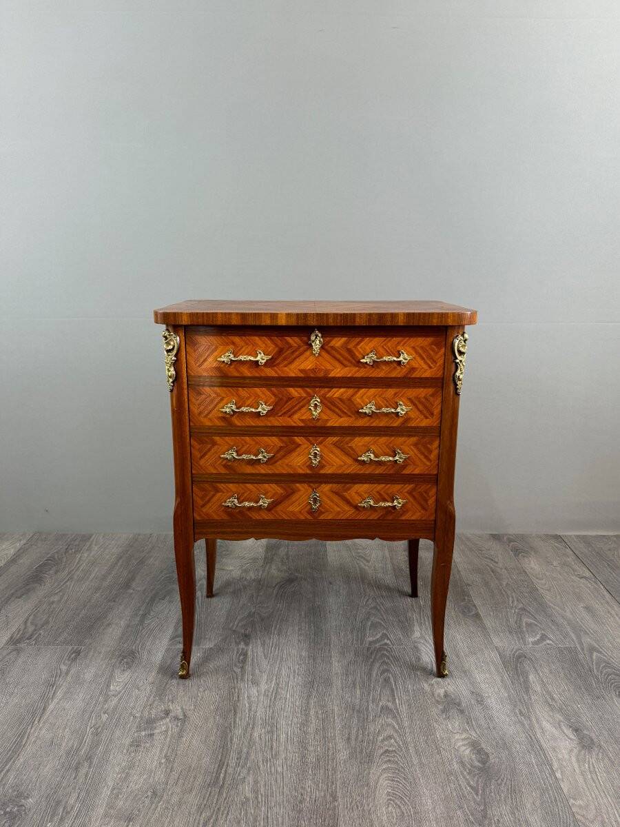 Marquetry bar cabinet, Louis XV style, 20th century