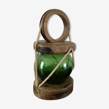 Lampe à poser type lanterne boule de pêcheur verte