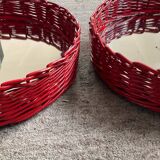 Pair of vintage rattan trays from the 1970s