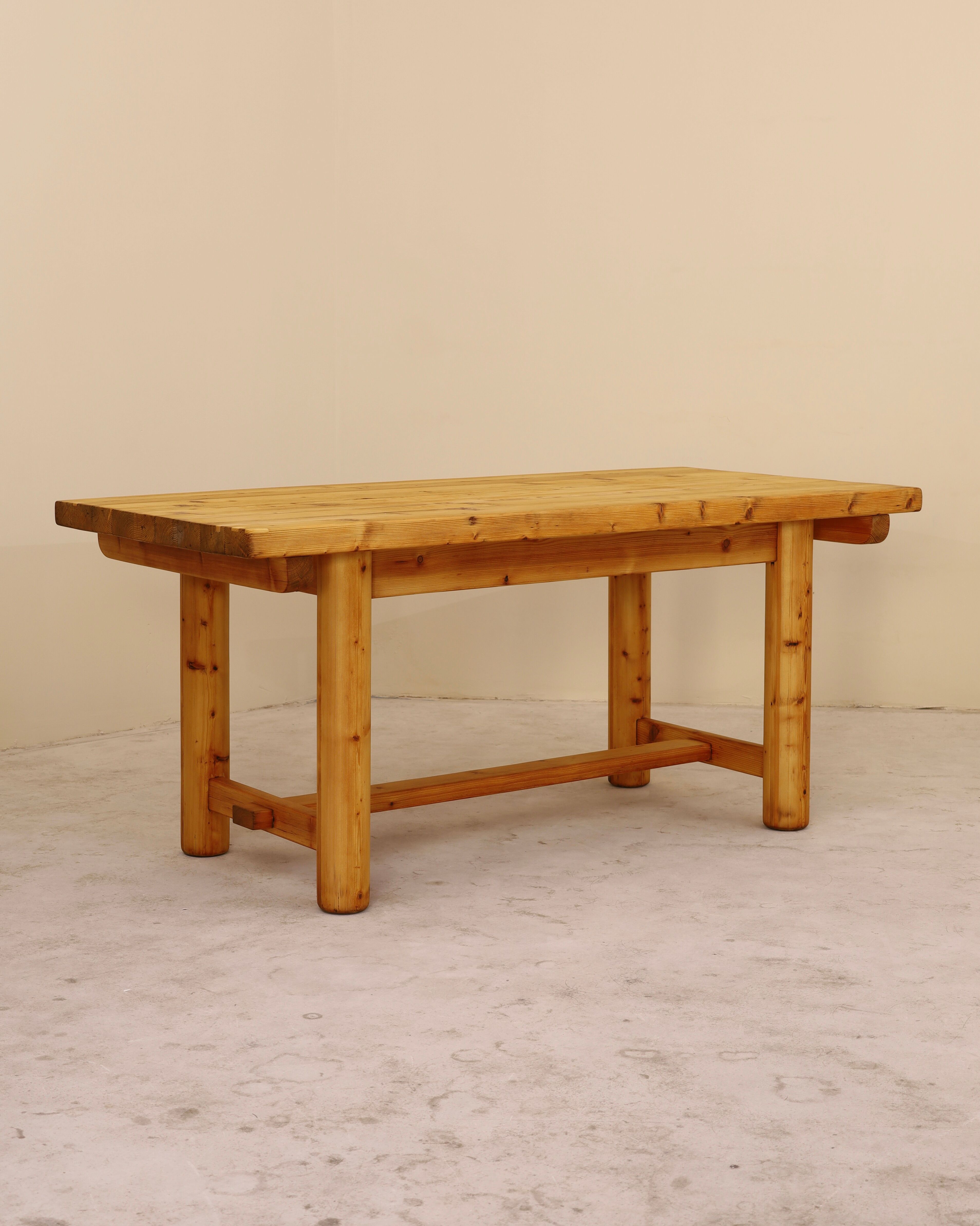 Solid pine table, attributed to Georges Robert, France, 1960s.