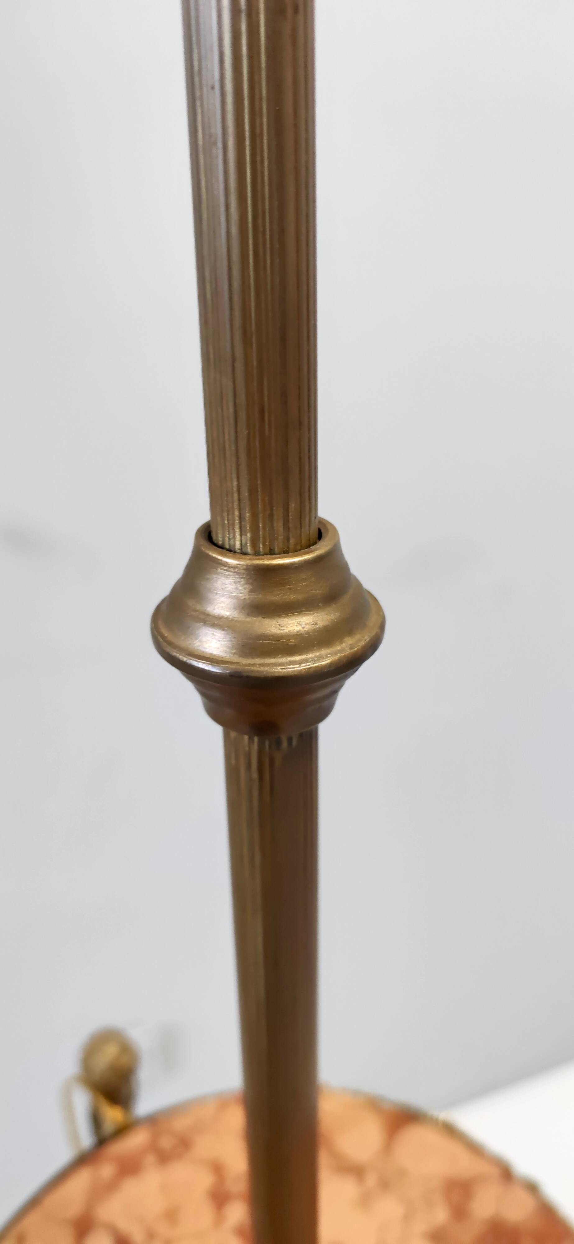 Brass Telescopic Floor Lamp with Red Travertine Marble Tops, Italy