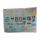 Former ecolauto Lyon-Paris school car poster, cardboard.