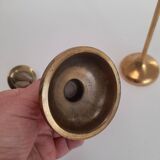 Pair of trumpet candlesticks in brass, Danish design.