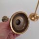 Pair of trumpet candlesticks in brass, Danish design.