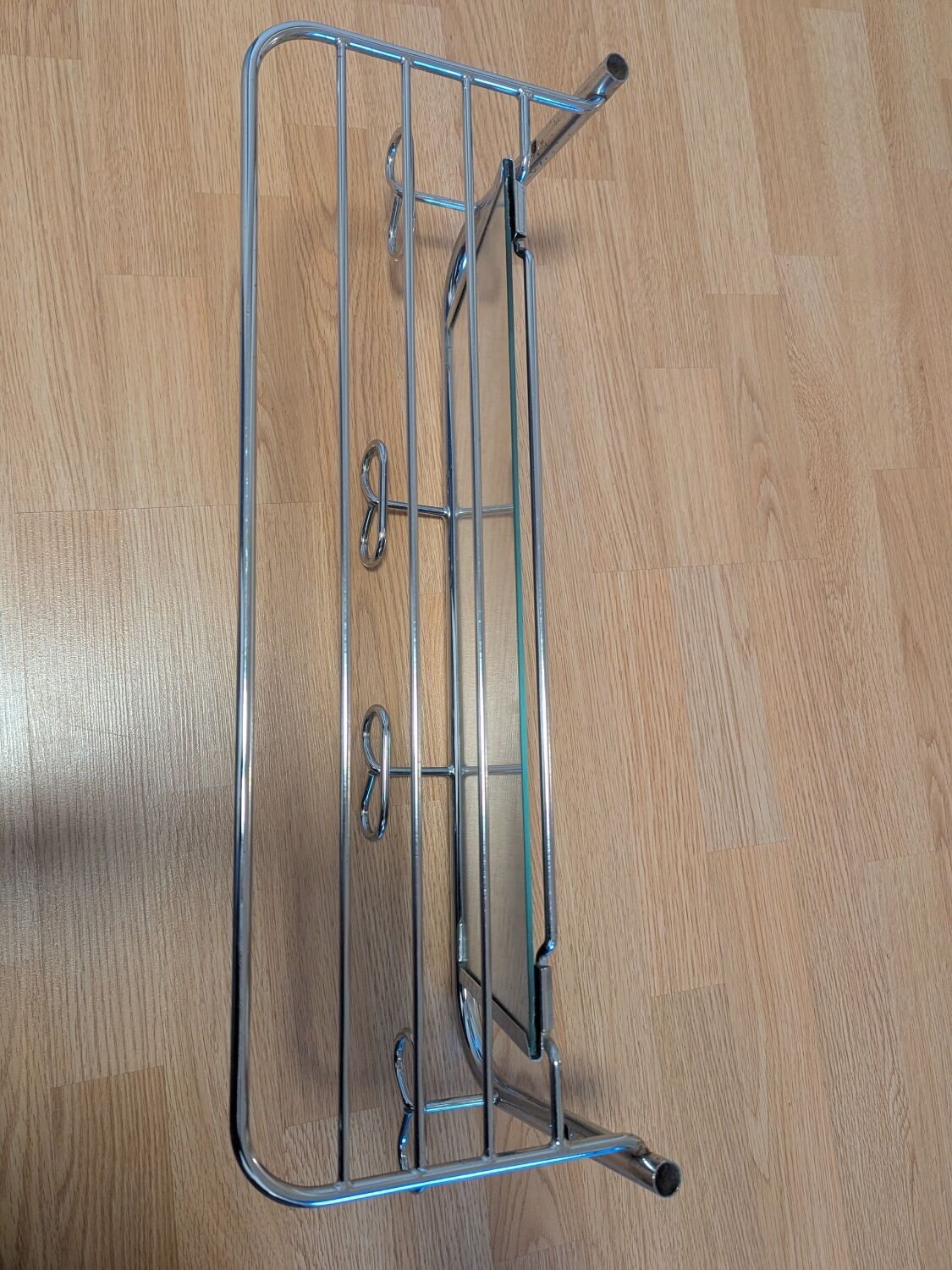 Coat rack with 4 hooks, mirror, chrome metal